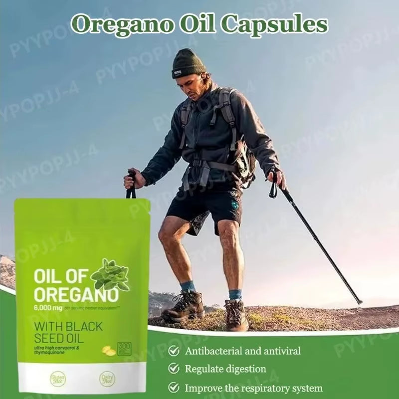 1/2/3 Bags 2-In-1 Oregano Oil Soft Capsules Containing 6000Mg Oil Oregano 200Mg Black Seed Oil 300 Pieces per Bag