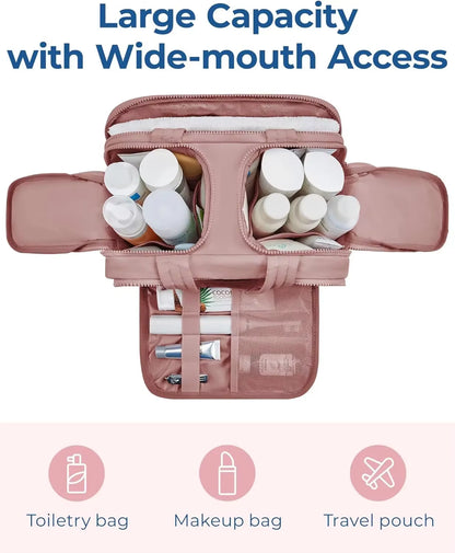 BAGSMART Travel Toiletry Bag, Lightweight Large Wide-Open Travel Bag for Women, Puffy Cosmetic Makeup Bag Organizer with Handle