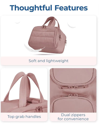 BAGSMART Travel Toiletry Bag, Lightweight Large Wide-Open Travel Bag for Women, Puffy Cosmetic Makeup Bag Organizer with Handle